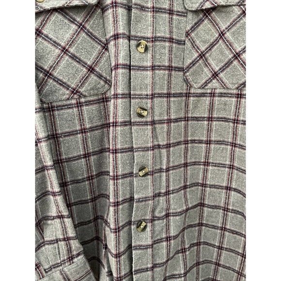 Burry Lane Button Down Flannel Shirt Mens Size XXL Red Grey Blue Plaid Heavy - Picture 4 of 7